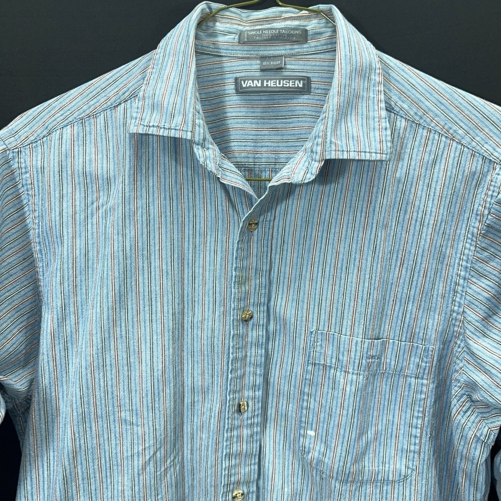 VTG 90s Van Heusen Men's 16.5 34/35 Striped Dress Shirt‎ Long Sleeve Button Down